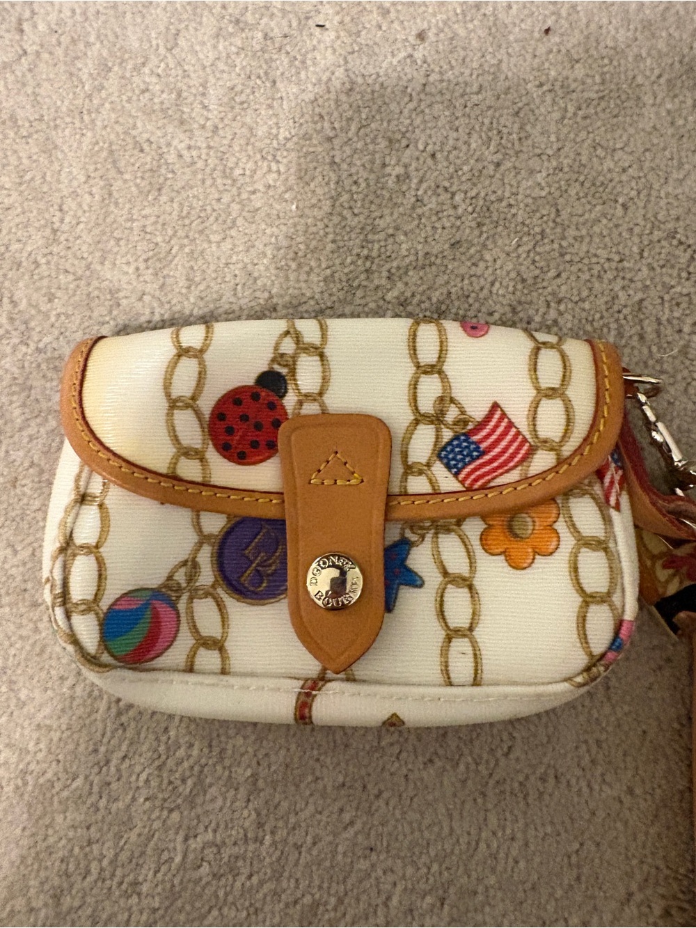 Dooney & Bourke Cream Multi-Print Small Wristlet - Picture 1 of 7